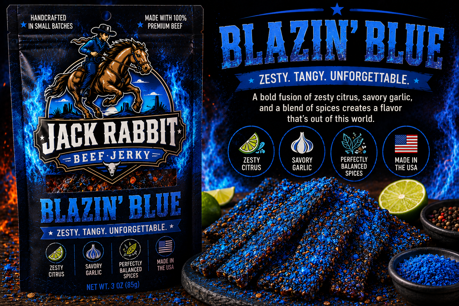 Blazin Blue beef jerky